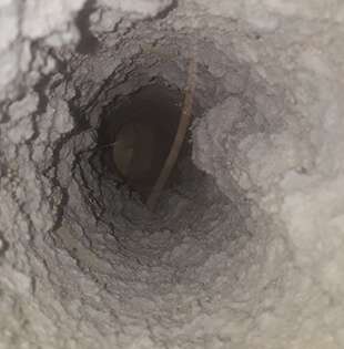 before residential dryer vent cleaning, dirty dryer vent
