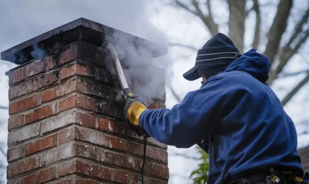 Chimney being tested and repaired